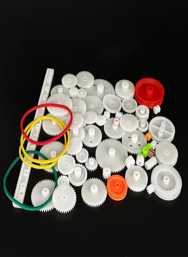 URIMPAVIDO 60PCS Small Gear Kit Plastic Gears Belt Pulley Single Gear Spindle Gear Small Motor Gears for DC Motor RC Car Robot Model Toy DIY Gear Replacement - Image 1